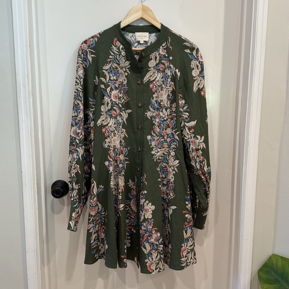 SÉZANE Caprice Dress in Olive Green Floral Border sz US 8 / FR 40 NWOT - Picture 8 of 13